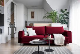 Sofa Dalia Velvetmat 30, raudona sp., 95 x 260 cm x 90 cm