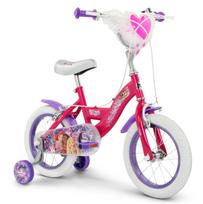 Vaikiškas dviratukas su papildomais ratukais, vaikų Huffy Princess, balta sp./rožinė sp./violetinė sp., 10'', 14"