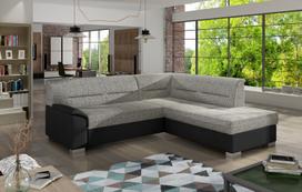 Kampinė sofa Bergen Berlin 01 & Soft 11, juoda sp./pilka sp., dešininė, 214 x 247 cm x 83 cm