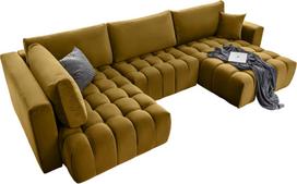 Kampinė sofa Bonito Loco 45, geltona sp., dešininė, 170 x 340 cm x 92 cm