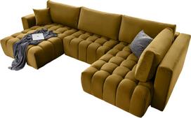 Kampinė sofa Bonito Loco 45, geltona sp., kairinė, 170 x 340 cm x 92 cm