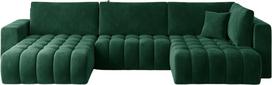 Kampinė sofa Bonito Lukso 35, tamsiai žalia sp., kairinė, 170 x 340 cm x 92 cm
