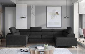 Kampinė sofa Escada Dora 96, tamsiai pilka sp., dešininė, 200 x 350 cm x 98 cm