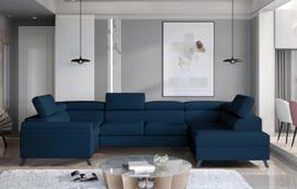Kampinė sofa Escada Monolith 77, tamsiai mėlyna sp., dešininė, 200 x 330 cm x 98 cm