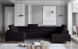 Kampinė sofa Escada Mat Velvet 99, juoda sp., dešininė, 200 x 330 cm x 98 cm