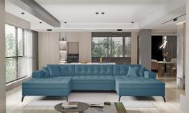 Kampinė sofa Vertizo Savoi 38, mėlyna sp., 350 x 170 cm x 93 cm