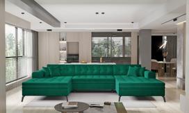Kampinė sofa Vertizo Nube 35, tamsiai žalia sp., 350 x 170 cm x 93 cm