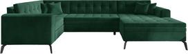 Kampinė sofa Montez Loco 35, tamsiai žalia sp., dešininė, 180 x 340 cm x 93 cm