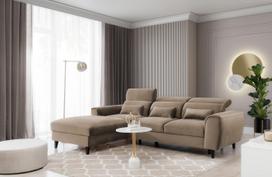 Kampinė sofa Foble Nube 20, šviesiai ruda sp., kairinė, 196 x 267 cm x 100 cm