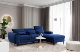 Kampinė sofa Foble Velvetmat 40, tamsiai mėlyna sp., dešininė, 196 x 267 cm x 100 cm