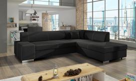 Kampinė sofa Porto Sawana 14, juoda sp., dešininė, 217 x 278 cm x 74 cm