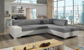 Kampinė sofa Porto Sawana 21, Soft 17, balta sp./pilka sp., dešininė, 217 x 278 cm x 74 cm