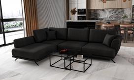 Kampinė sofa Larde Velvetmat 10, juoda sp., kairinė, 191 x 276 cm x 90 cm
