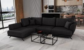 Kampinė sofa Larde Vero 10, juoda sp., kairinė, 191 x 276 cm x 90 cm