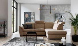 Kampinė sofa Loreto Dora 21, šviesiai ruda sp., dešininė, 210 x 260 cm x 102 cm