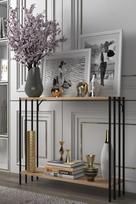 Konsolinis staliukas Kalune Design Verona, ruda sp./juoda sp., 26 cm x 90 cm x 80 cm