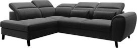 Kampinė sofa Noble Flores 10, juoda sp., kairinė, 201 x 255 cm x 100 cm