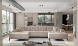 Kampinė sofa Vertizo Leve 18, šviesiai ruda sp., 350 x 170 cm x 93 cm