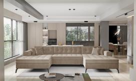 Kampinė sofa Vertizo Nube 20, šviesiai ruda sp., 350 x 170 cm x 93 cm