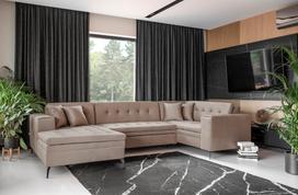 Kampinė sofa Montez Nube 20, šviesiai ruda sp., kairinė, 180 x 340 cm x 93 cm