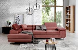 Kampinė sofa Anton Monolith 63, rožinė sp., kairinė, 202 x 275 cm x 90 cm