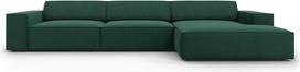 Kampinė sofa Micadoni Home Jodie 4 Seats, žalia sp., dešininė, 284 x 166 cm x 70 cm