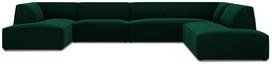 Kampinė sofa Micadoni Home Ruby Panoramic 7 Seats, tamsiai žalia sp., dešininė, 366 x 273 cm x 69 cm