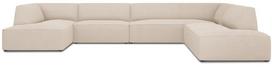 Kampinė sofa Micadoni Home Ruby Panoramic 7 Seats, kreminė sp., dešininė, 366 x 273 cm x 69 cm
