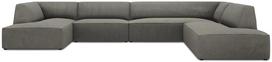 Kampinė sofa Micadoni Home Ruby Panoramic 7 Seats, pilka sp./smėlio ruda sp., dešininė, 366 x 273 cm x 69 cm