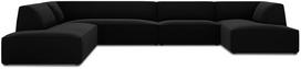 Kampinė sofa Micadoni Home Ruby Panoramic 7 Seats, juoda sp., kairinė, 366 x 273 cm x 69 cm