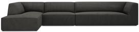 Kampinė sofa Micadoni Home Ruby 5 Seats, juoda sp./tamsiai pilka sp., kairinė, 366 x 180 cm x 69 cm