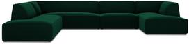 Kampinė sofa Micadoni Home Ruby Panoramic 7 Seats, tamsiai žalia sp., kairinė, 366 x 273 cm x 69 cm