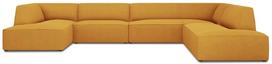 Kampinė sofa Micadoni Home Ruby Panoramic 7 Seats, geltona sp., dešininė, 366 x 273 cm x 69 cm