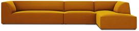 Kampinė sofa Micadoni Home Ruby 5 Seats, aukso sp., dešininė, 366 x 180 cm x 69 cm