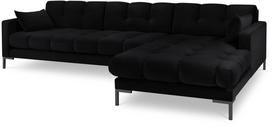 Kampinė sofa Micadoni Home Mamaia Velvet, juoda sp., dešininė, 293 x 185 cm x 75 cm