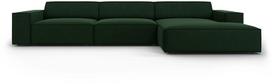 Kampinė sofa Micadoni Home Jodie 4 Seats, tamsiai žalia sp., dešininė, 284 x 166 cm x 70 cm