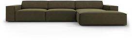Kampinė sofa Micadoni Home Jodie 4 Seats, žalia sp., dešininė, 284 x 166 cm x 70 cm