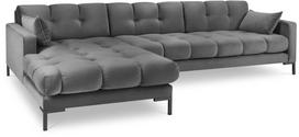 Kampinė sofa Micadoni Home Mamaia Velvet, šviesiai pilka sp., kairinė, 293 x 185 cm x 75 cm