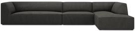 Kampinė sofa Micadoni Home Ruby 5 Seats, juoda sp./tamsiai pilka sp., dešininė, 366 x 180 cm x 69 cm