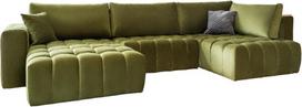 Kampinė sofa Bonito Loco 33, žalia sp., kairinė, 170 x 340 cm x 92 cm