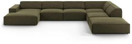 Kampinė sofa Micadoni Home Jodie Panoramic 7 Seats, žalia sp., dešininė, 364 x 262 cm x 70 cm