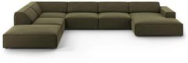 Kampinė sofa Micadoni Home Jodie Panoramic 7 Seats, žalia sp., kairinė, 364 x 262 cm x 70 cm