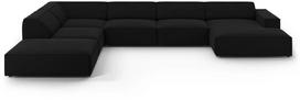 Kampinė sofa Micadoni Home Jodie Panoramic 7 Seats, juoda sp., kairinė, 364 x 262 cm x 70 cm