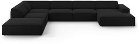 Kampinė sofa Micadoni Home Jodie Panoramic 7 Seats, juoda sp., kairinė, 364 x 262 cm x 70 cm