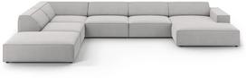 Kampinė sofa Micadoni Home Jodie Panoramic 7 Seats, šviesiai pilka sp., kairinė, 364 x 262 cm x 70 cm