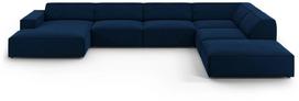 Kampinė sofa Micadoni Home Jodie Panoramic 7 Seats, tamsiai mėlyna sp., dešininė, 364 x 262 cm x 70 cm