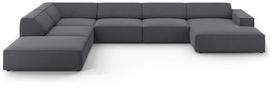 Kampinė sofa Micadoni Home Jodie Panoramic 7 Seats, tamsiai pilka sp., kairinė, 364 x 262 cm x 70 cm