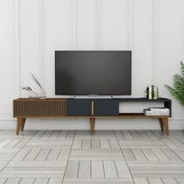 TV staliukas Kalune Design Milan Alt, antracito sp./riešuto sp., 180 cm x 35 cm x 40 cm