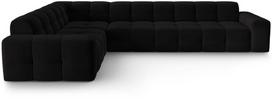 Kampinė sofa Micadoni Home Kendal Velvet 6 Seats, juoda sp., kairinė, 332 x 231 cm x 79 cm