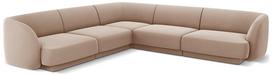 Kampinė sofa Micadoni Home Miley Velvet Symmetrical, šviesiai ruda sp., 252 x 252 cm x 74 cm